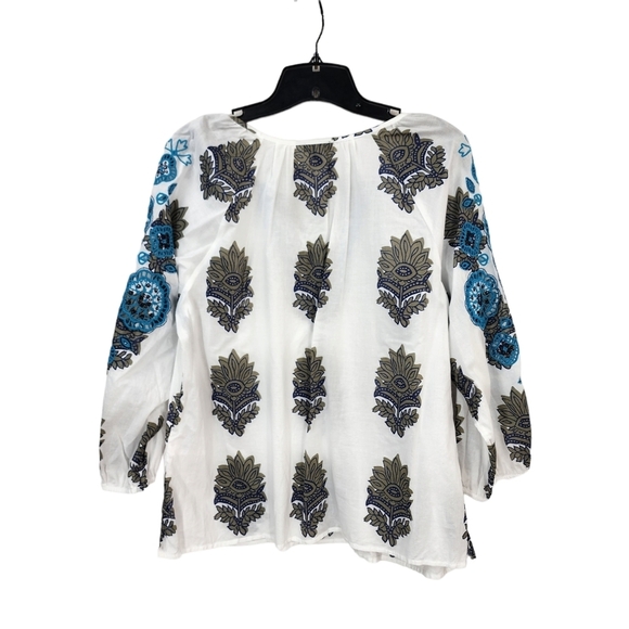 Talbots Women's  Botanical Foulard Embroidered Popover Top - LP - Picture 5 of 7